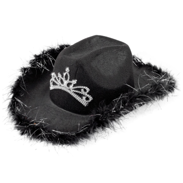 Sorter cowboyhatt med tiara