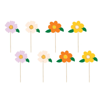Fargerike Blomster Trepinner 8x - 13 cm
