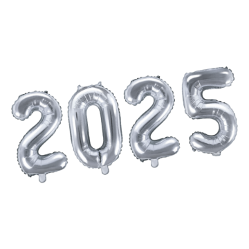 2025 folieballong sølv - 86 cm