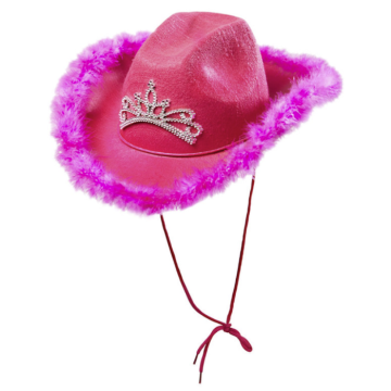 Rosa og lilla cowboyhatt med tiara