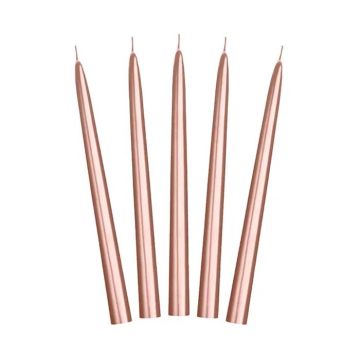 Stagelys Metallisk Rose Gull Stearinlys 10x - 24 cm