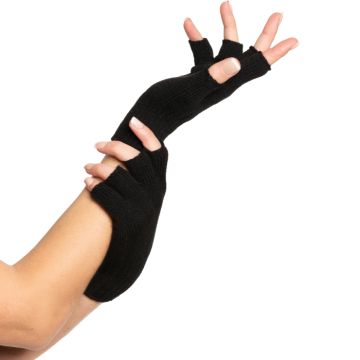 Fingerløse hansker one-size for kvinner svart