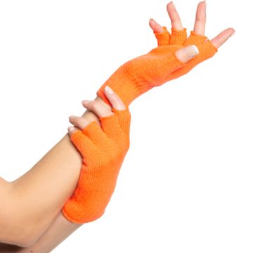 Fingerløse handsker one-size til kvinner neon oransje