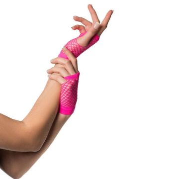 Korte fingerløse hansker one-size til kvinner neon rosa