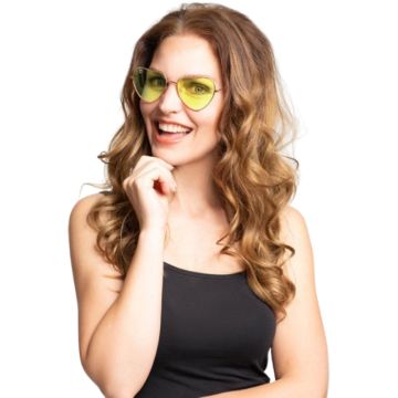Hjertebriller one-size unisex gul