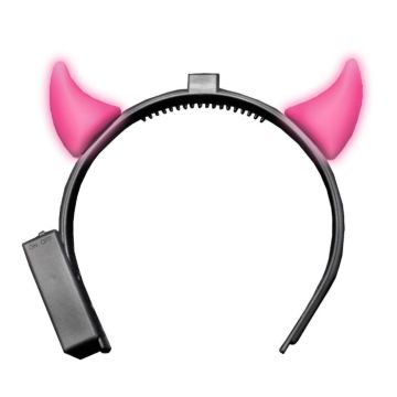 Djevlerhorn med lys inkl. batterier rosa