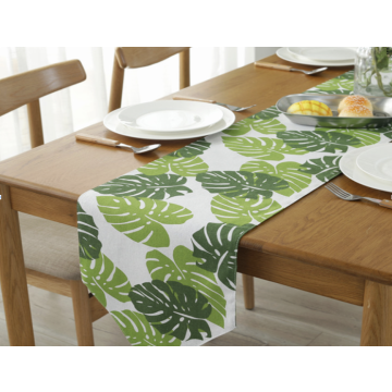 Borddekking Med Monstera Blader - 30x183 cm