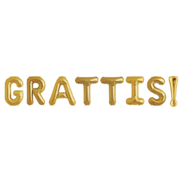 "GRATULERER!" folieballonger i gull - 40 cm