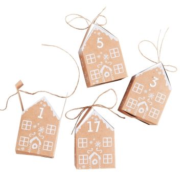 Jule adventskalender pepperkakehus 9x6 cm