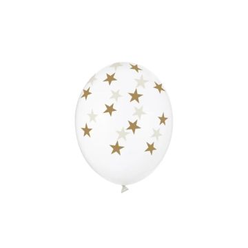 Ballong med gullstjerner krystall klar 6x - 30 cm