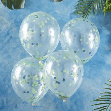 Blå & Grønn Konfetti Ballong 5x - 30 cm