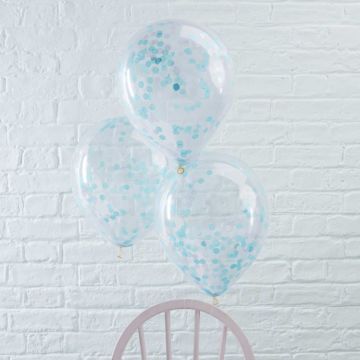 Blå Konfetti Ballong 5x - 30 cm