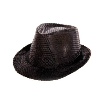 Glitrende sort hatt