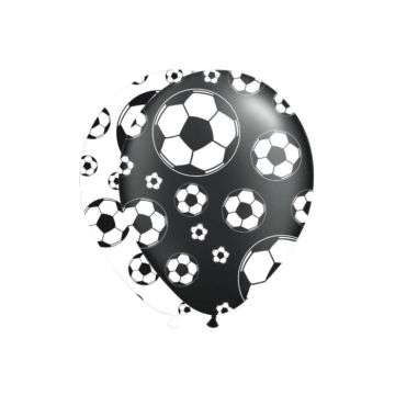 Ballonger med fotballmotiv svart og hvit 8x - 30 cm