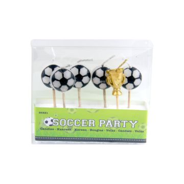 Fotball bursdagslys 6x - 6x1,5 cm