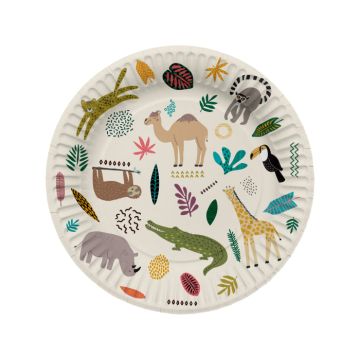 Papptallerkener med zoologiske motiver 8x - 23 cm