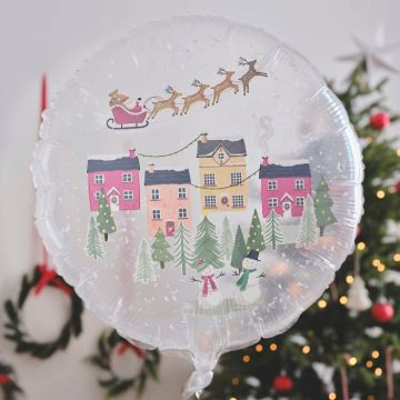 Jule folieballong snøball 55 cm
