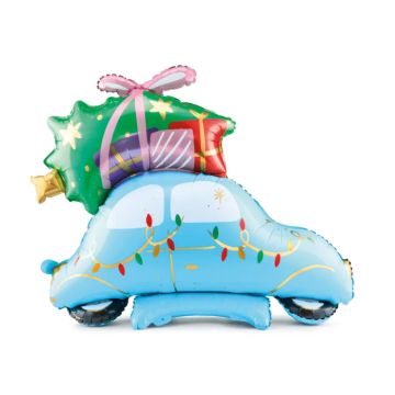 Jule folieballong julebil 102x100 cm