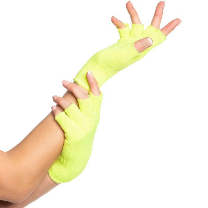 Fingerløse hanskar one-size for kvinner neongul