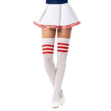 Cheerleader knestrømper one-size kvit og raud