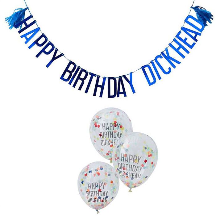 Happy Birthday Dickhead Ballongar & Girlande