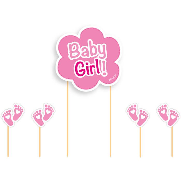 "Baby Girl" Kakedekorasjon Rosa 5x