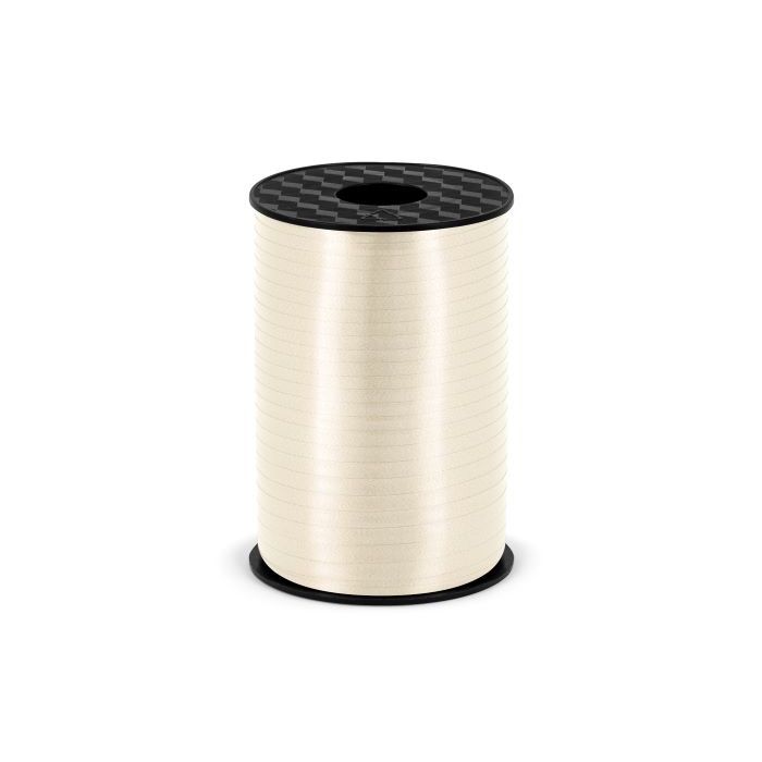 Creme kvit plast gaveband - 5 mm x 225 m