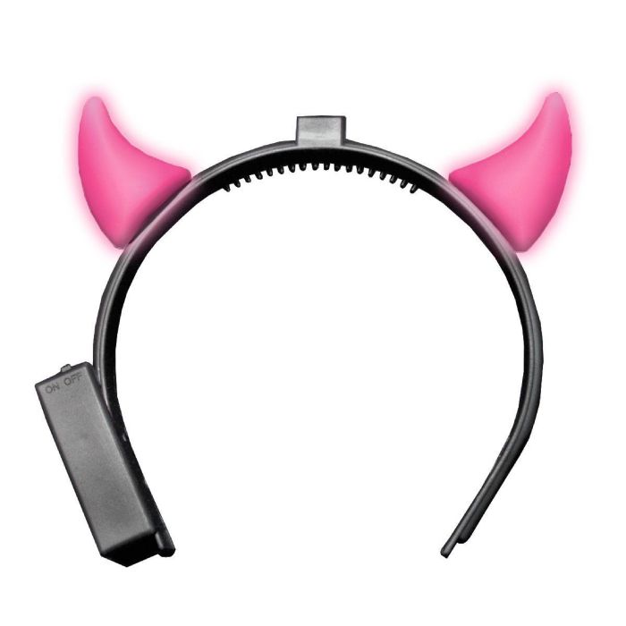 Djævlehorn med lys inkl. batterier pink