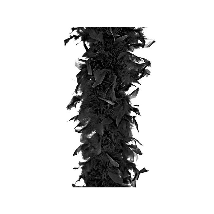 Svart Boa med Fjær - 180 cm