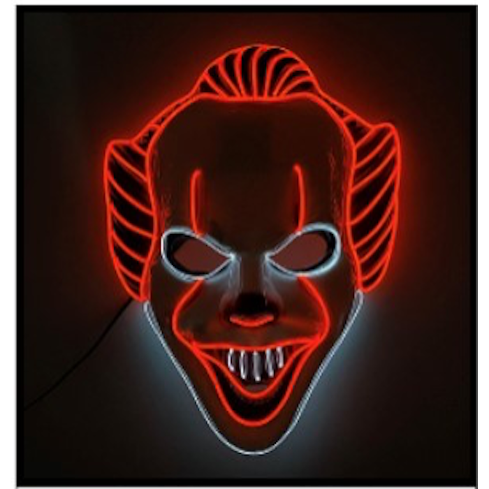 Skummel rød Pennywise klovnemaske med LED