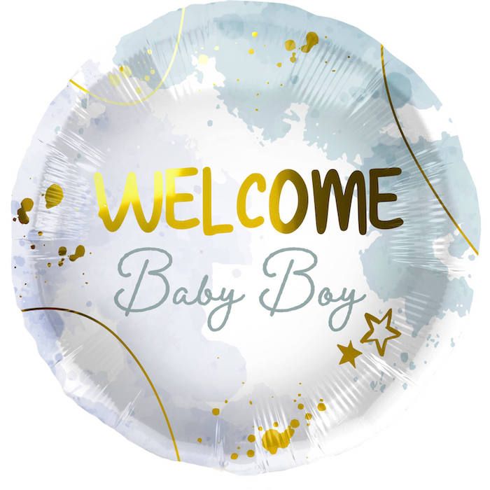 "Welcome Baby Boy" Folieballong Blå - 45 cm