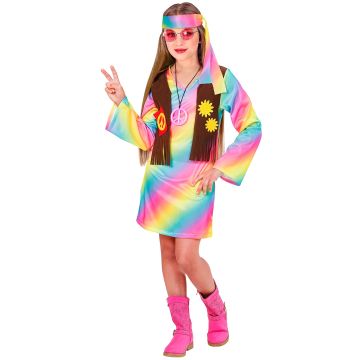Hippie-kjole med vest og hårbånd for jenter