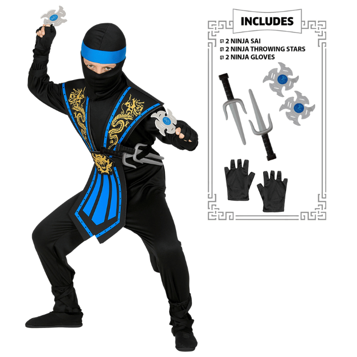 Blå ninja kostyme til barn