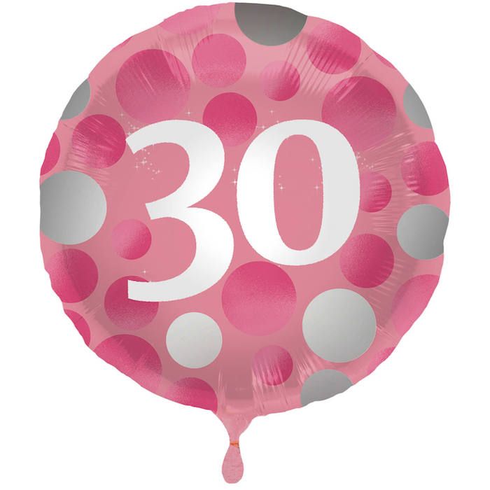 30 Års Folie Ballong Pink - 45 cm