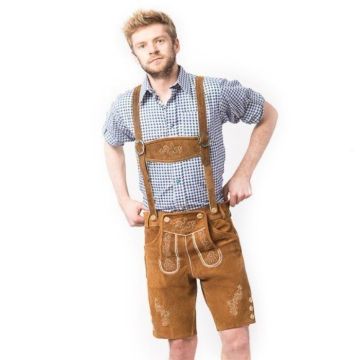 Lederhosen i Lysbrun med mønster til oktoberfest