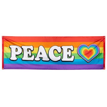 "Peace" regnbuefarga banner - 74x220 cm