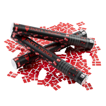 Raud, kvit, Dannebro konfettirør 40 cm PartyVikings