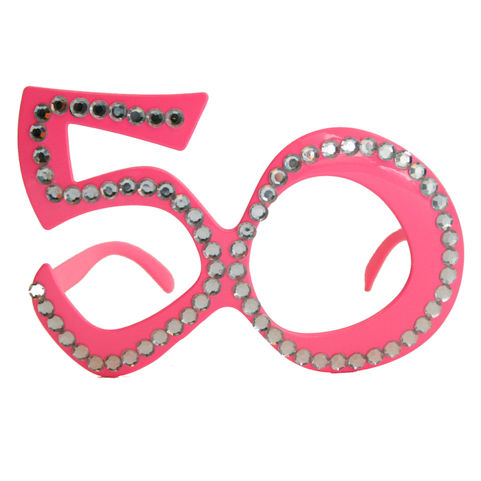 50 års briller rosa med diamanter - onesize