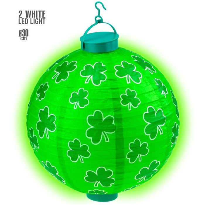 St. Patricks LED-Lanterne med Klover - Ø 30 CM