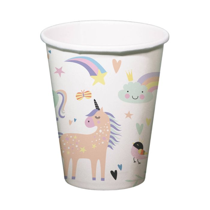Pappkoppar med einhjørningmotiv 6x - 250 ml