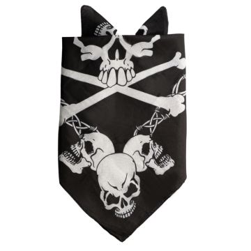 Bandana med hodeskalle svart 52x55 cm