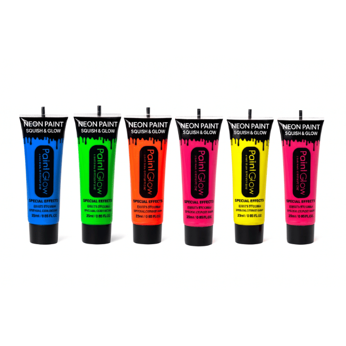UV kroppsmaling 25 ml 6x pakke neon
