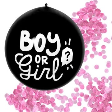 Gender reveal ballon jente med lyserosa konfetti fyll - Ø 60 cm