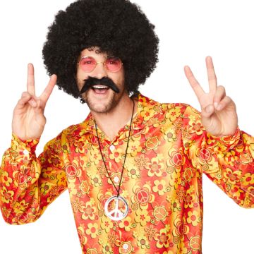 Hippie skjorte gul med blomster til menn