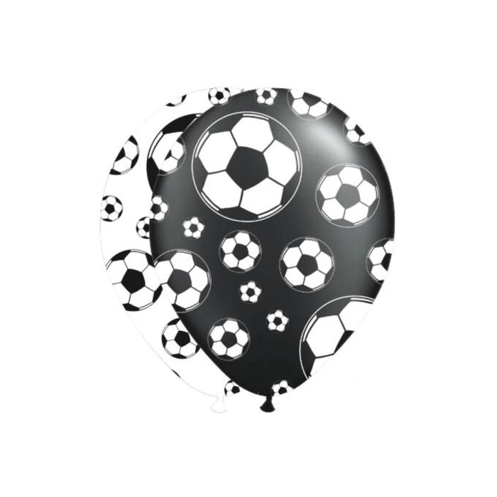 Ballongar med fotballdesign svart og kvit 8x - 30 cm