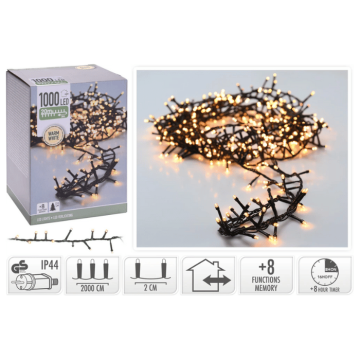 LED lyskjede 1000 LED Varm hvit med stikk - 20 m