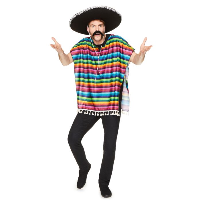 Meksikansk poncho multifarga one-size