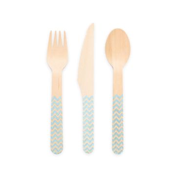 Tre bestikk lyseblå mønstra 18 delar - 16 cm