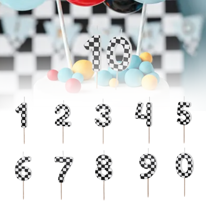 Kakelys med racermotiv 0-9 - 5,5 cm