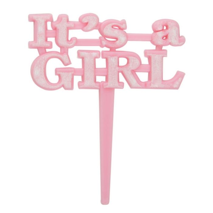 Its a girl kakedekorasjon rosa 8x